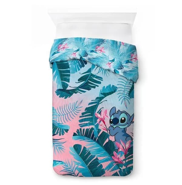 Lilo & Stitch blomstermønster enkeltseng sengetøy Blå