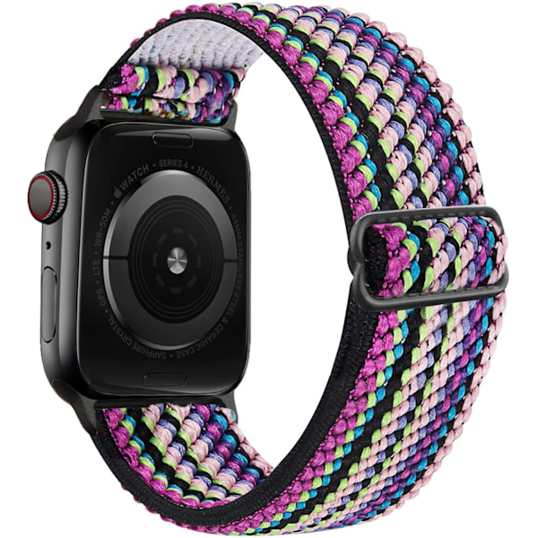 iWatch 7 Ny Elastisk Nylon Justerbar Vävd Apple Armband Färgglada Ränder Colorful stripes 42mm44mm45mm