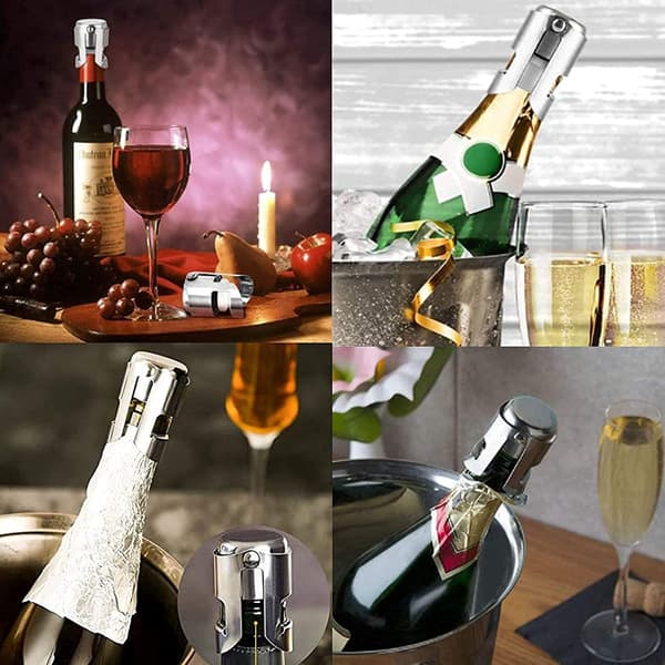 4 champagneflasker, champagneflasker i rustfritt stål, S