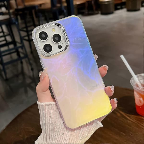 Kompatibel med iPhone 16 Pro Max Deksel Silikon+PC IMD Lasertekstur Matt Telefondeksel-lingling} Multicolor AK1