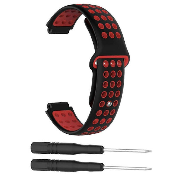 Silikonerem i dobbelt farve til Garmin Forerunner 220-lingling} Black Red