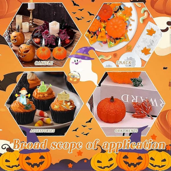8 stk. silikone græskarmforme, efterårs ahornbladform, silikone resinforme, til efterår/halloween/Thanksgiving/DIY håndværksdekorationer-lingling} 2set