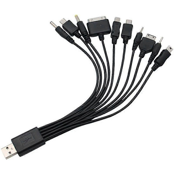 10 i 1 Multifunksjonell USB-ladekabel-lingling} Black 10 In 1