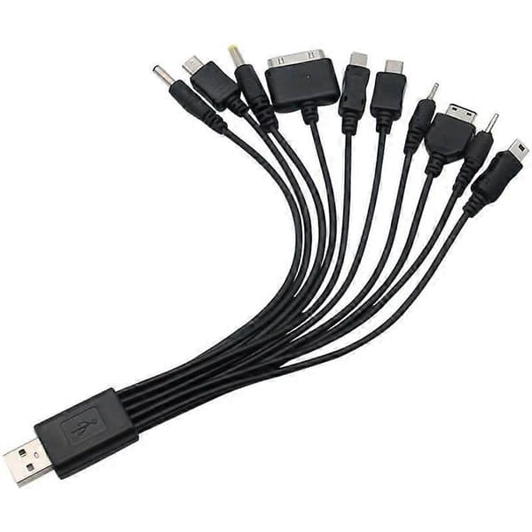 10-in-1 monitoiminen USB-latauskaapeli -lingling} Black 10 In 1