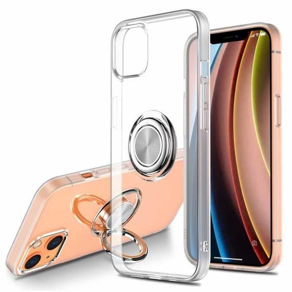Nytt støtsikkert telefondeksel med ringholder kompatibelt med iPhone 14 Plus Transparent transparent