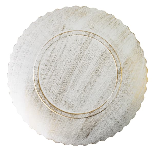 Dekorativ bricka, 31,5 x 31,5 cm, vit/guldfinish.
