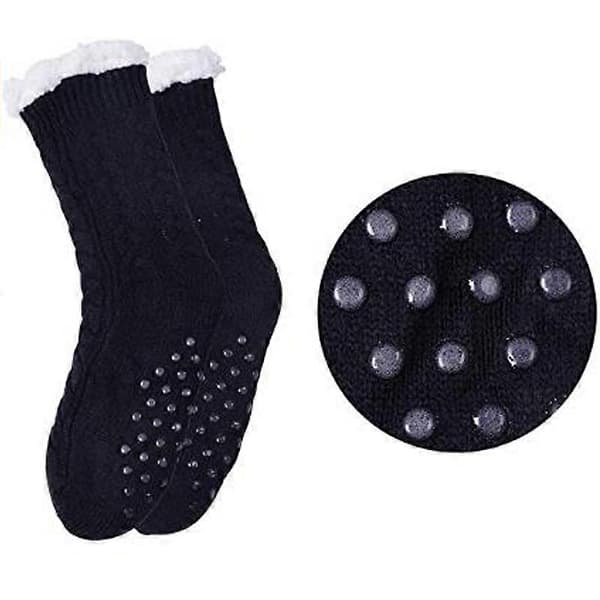 Herr Plus Tjock Bomullsstrumpa Vinter Varma Sovrumsskor Bekväma Sovstrumpor Hem Halkfria Strumpor Julklappar Pojkpresenter New-lingling} Style 2 Black