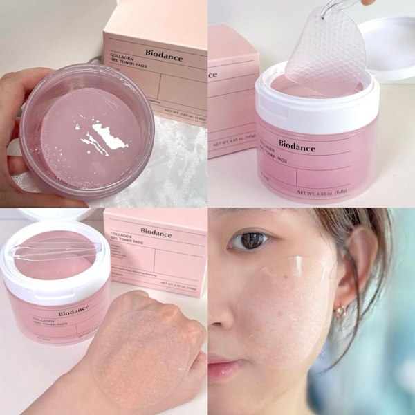 Ny produktkampanj! Högkvalitativa 60 st Biodance Collagen Bomulls Pads Elastisk Lugnande Närande pink