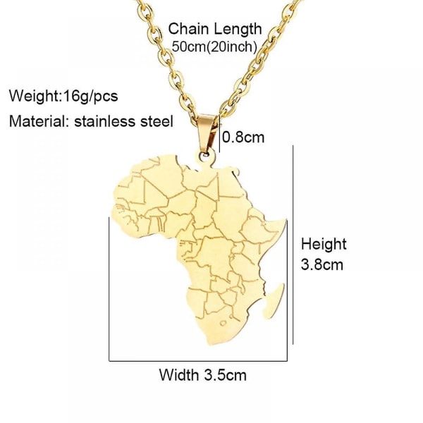 Rostfritt stål halsband smycken, Afrika karta hänge