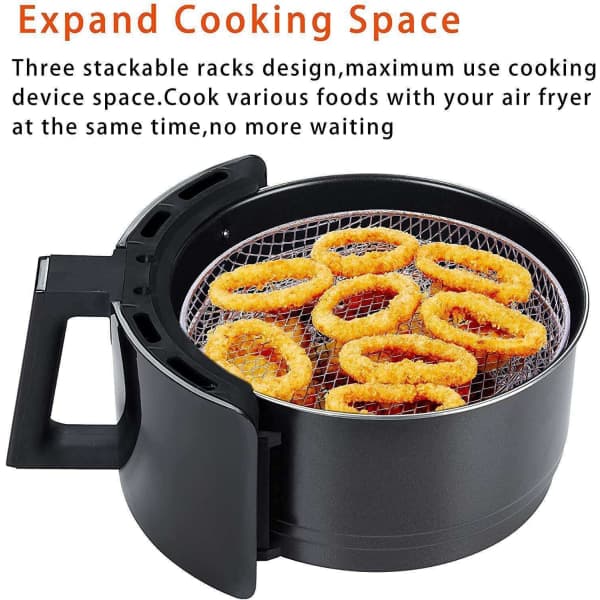3-delt Airfryer-kurvsett, rustfritt stål, sølv