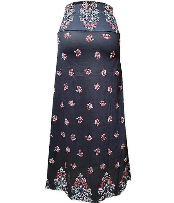 Leopardmönstrad maxikjol i bohemisk stil med hög midja, sommarmode, storlek L batikgrå.