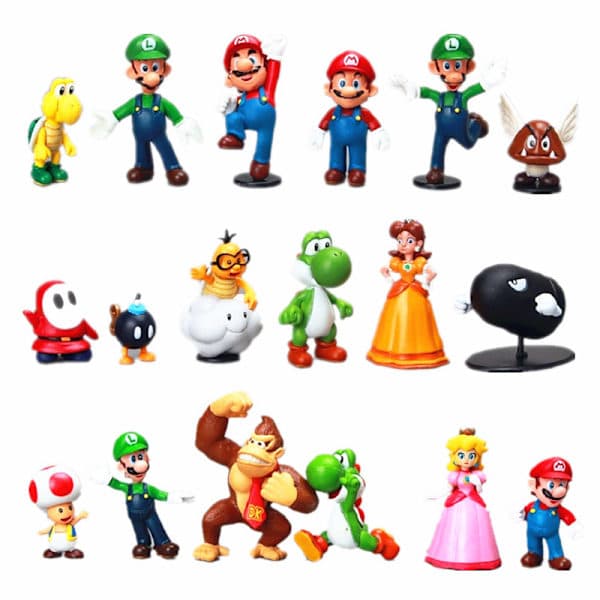 18-pak nye Super Mario-figurer