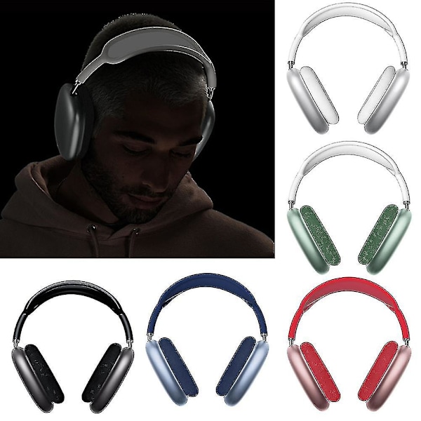 Påskrabatt! Högkvalitativa P9 Over-ear hörlurar med memory foam, full täckning, aktiv brusreducering Silvery