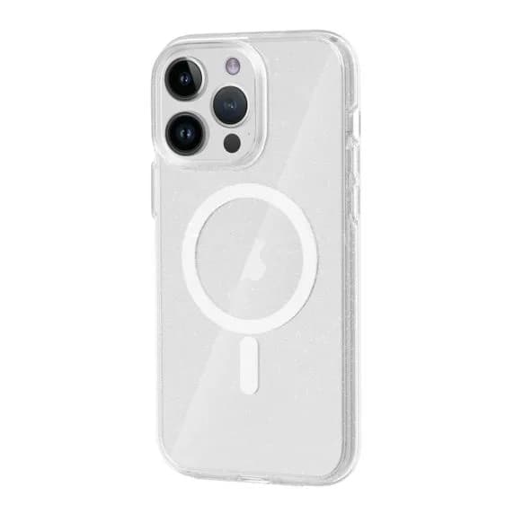 Kompatibel med iPhone 14 Pro, stötsäkert fodral med glitter - transparent