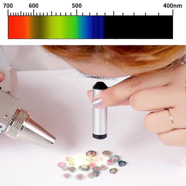Miniature diffraktionsspektrometer til gemmologi, 55 mm langt smykketestværktøj, håndholdt gemspektrometer