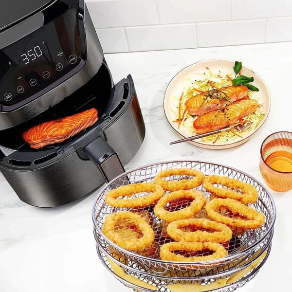 3-delt Airfryer-kurvsett, rustfritt stål, sølv