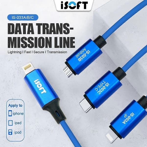 ISOFT IS-003B Dataoverføringskabel Lightning til Micro-USB Datakopieringskabel-lingling}