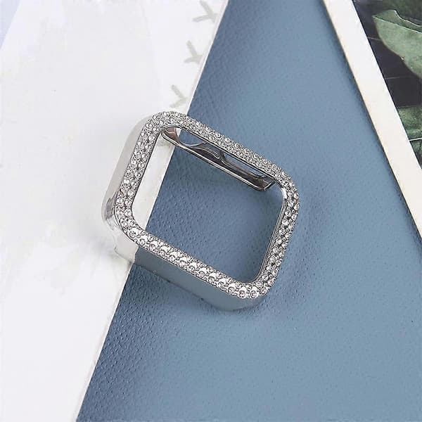 Strassdekor Hårt PC Anti-fall Klocka Skyddsfodral L4o Kompatibel med Apple Watch Series 9 8 7-lingling} Multicolor Silver