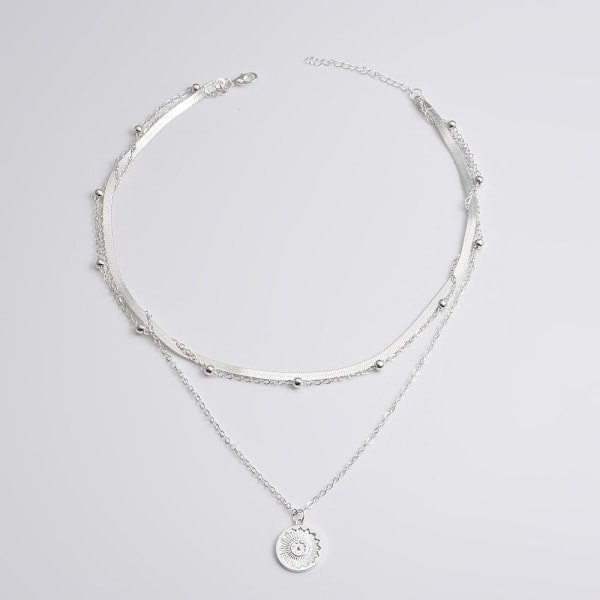 Hett 2025 Legeringshalsband Multilagerhalsband SILVER silver