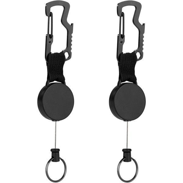 Infällbar nyckelhållare Karbinhake Nyckelklämma med ståltrådslina Multiverktyg för män Nycklar ID-kort 2 delar