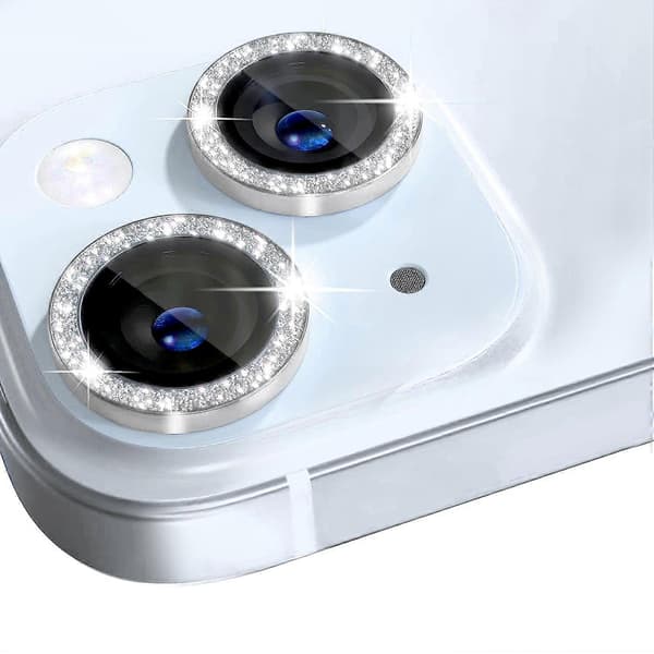 Kompatibel med iPhone 15 Kameralinsskydd-lingling} Multicolor Silver