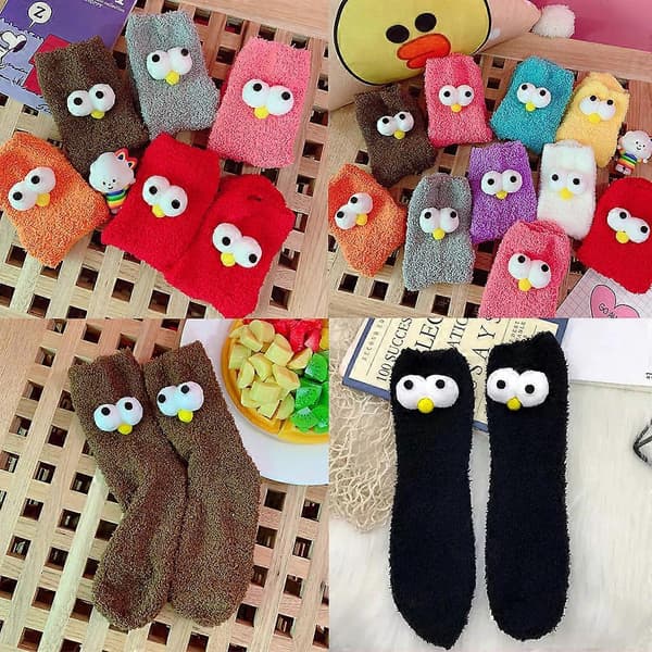 Varma vintersockor flickor söta fluffiga tjocka fleece sovrumsgolvstrumpor-lingling} B