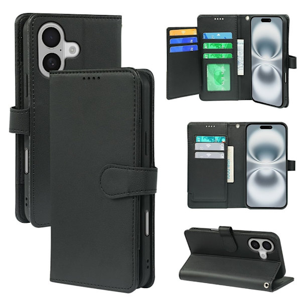 Kompatibel med iPhone 17 Nine-Compartment Wallet Case - Sort Svart black