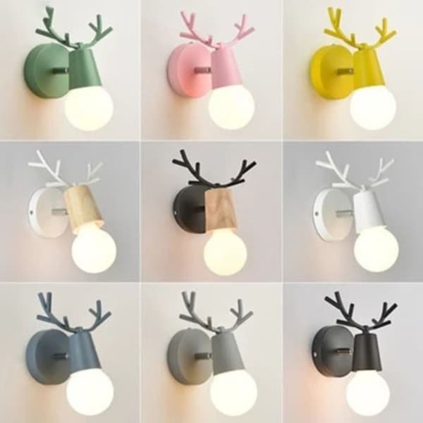 Hvit smijerns vegglampe med gevir white Iron-Iron