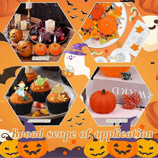 8 stk. Græskar Lys Silikoneforme, Halloween Ahornblad Lysform, 3D Silikone Epoxy Støbeforme, Aromaterapi-lingling}
