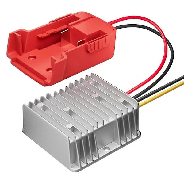 18V till 12V nedtransformator kompatibel med Milwaukee M18 batteriadapter, DC 12V 20A 240W nedtransformator