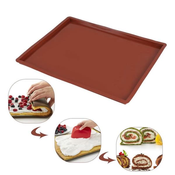 2-delat silikonbakplåt, non-stick rulltårtsform, multifunktionell silikon