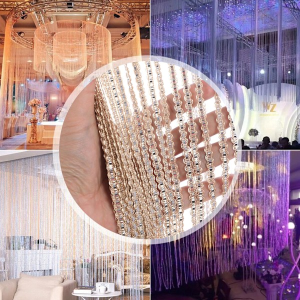 Pärlgardiner för Dörröppning, 100x200cm Pärlgardiner Kristallpärlor Gardin Glitter Pärlgardin Dörröppning Sovrum Sekretess Dekor (Champagne) Champagne