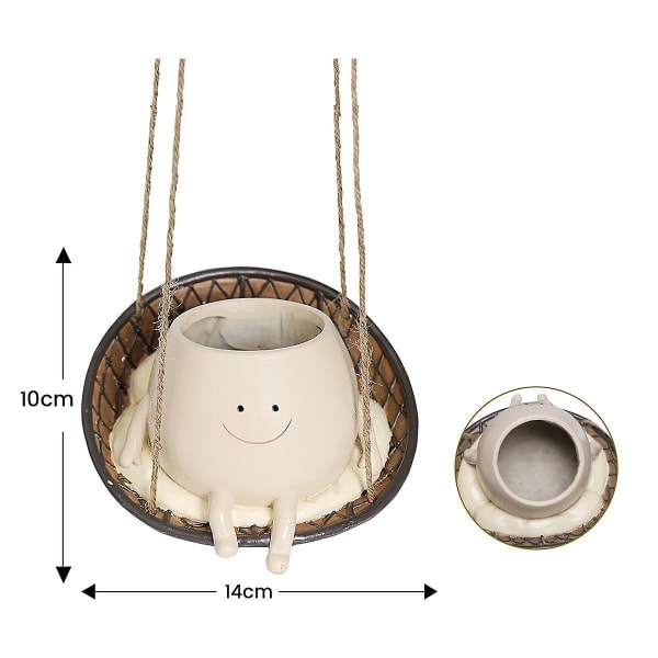 Hängande Gungstol Planterkruka Kruka Face Planter För Inomhus Utomhus Växthuvud Harts Blomkrukor Mor