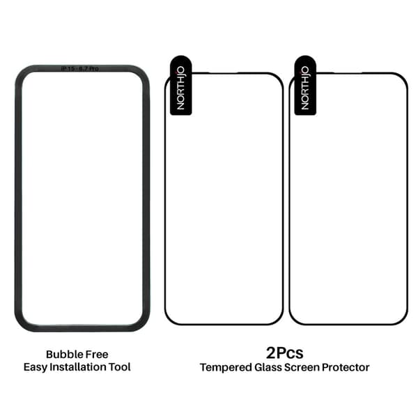 Kompatibel med iPhone 16 Pro, skärmskydd med full täckning (2-pack, inklusive ram) 77