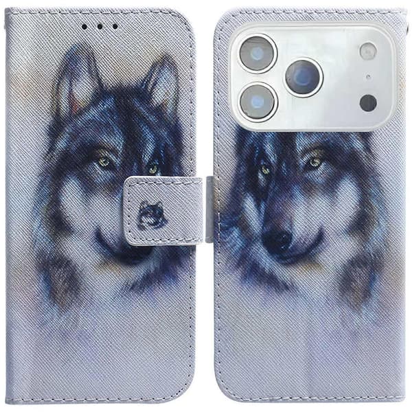 Kompatibel med iPhone 17 Pro Wallet Case Mønsterprint Læder Telefon Cover-lingling} Multicolor Wolf
