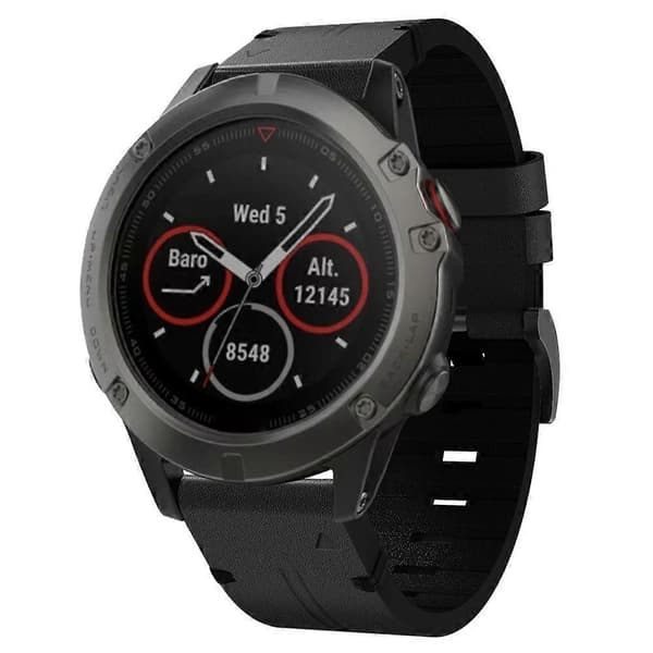 Læder Urrem Til Garmin Fenix 5X Sapphire-lingling} Black