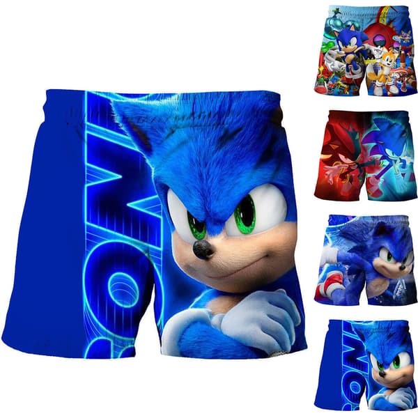 Gutter 3D Sonic the Hedgehog Badedrakt, Barnebadebukser, Sommerferieshorts AA A 110cm