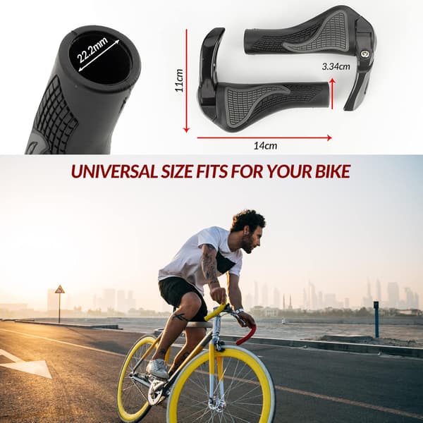 Ergonomic Bicycle Handlebar with Non-Slip Double-Sided Locking, Suitable for Mountain Bikes, Electric Bikes, and Road Bikes. Fits 22.2mm Handlebars. Black.