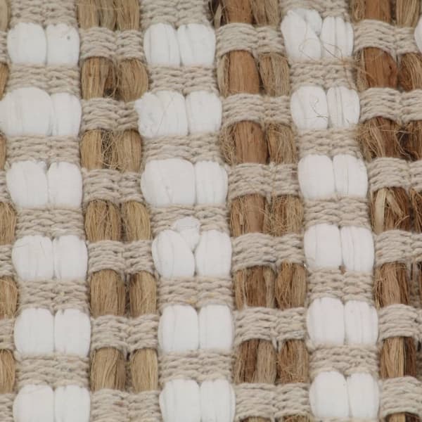 Baderomsmatte, håndvevd jute beige og hvit Brun brown