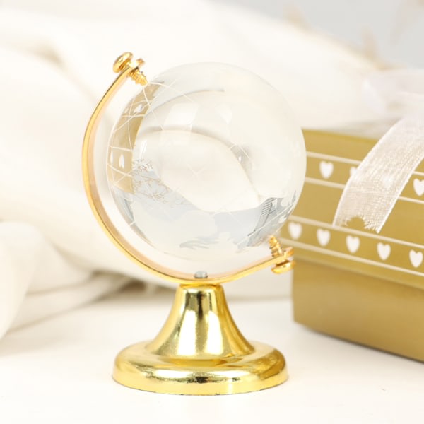 Guldstativ Crystal World Globe Heminredning Brithday Gift W