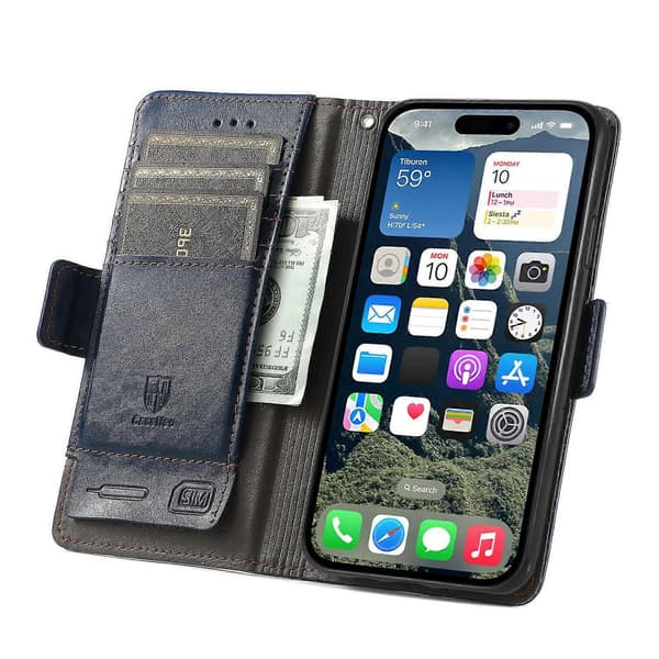 Kompatibel med iPhone 16 Plus Mobilskal PU Läderfodral Ställ med RFID-blockerande Plånbok-lingling} Multicolor Dark Blue