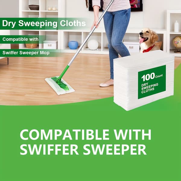 100-pack dammfria sopdukar, kompatibla med Swiffer-moppar - engångs dammtrasor för golvrengöring (mopp ingår ej).