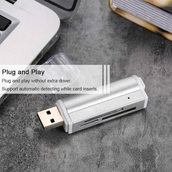 Mini bærbar USB 2.0 alt-i-én kortlæser til SD/SD/TF/MS Duo/Micro MS (M2)/MS Pro Duo