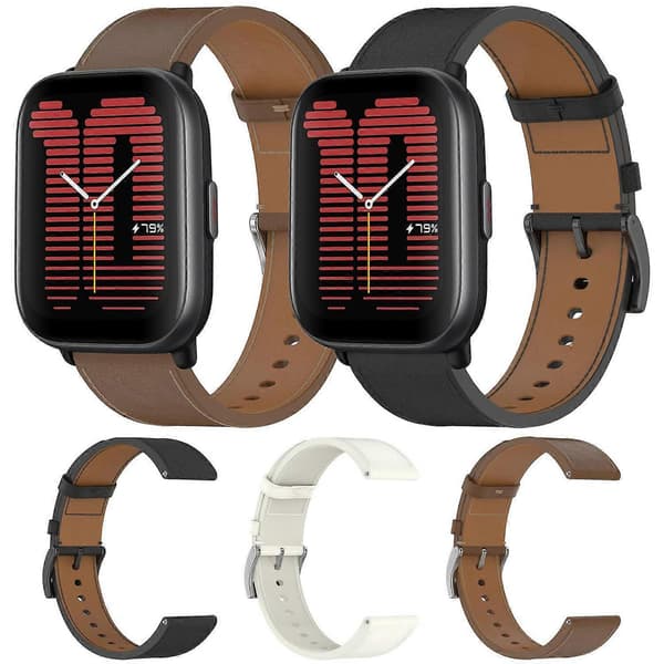 Bestselgende lærreim til klokke White Amazfit Active