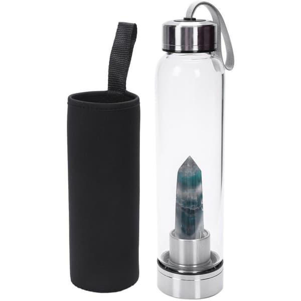 Creative Crystal Energy Column Natural Crystal Glass Bottle Crystal Healing Bottle - Crystal Color + Crystal Cup