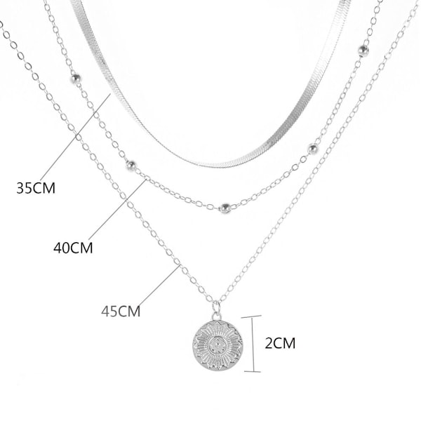 Hett 2025 Legeringshalsband Multilagerhalsband SILVER silver