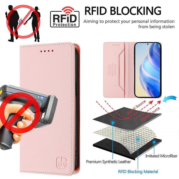 Magnetiskt läderfodral kompatibelt med Oukitel C35-lingling} Pink