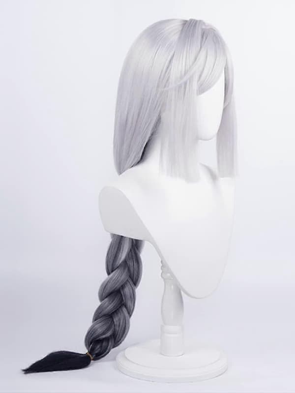 Harmaa poninhäntä lämmönkestävä peruukki Cosplay Anime Shenhe peruukit Halloween-asu peruukit harmaa --lingling}