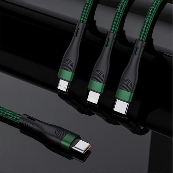 Kompatibel med iPhone 15-serien 1,2 m PD 100W 3-i-1 Type-C til Lightning+Type-C+Micro Datakabel Telefon Hurtiglading