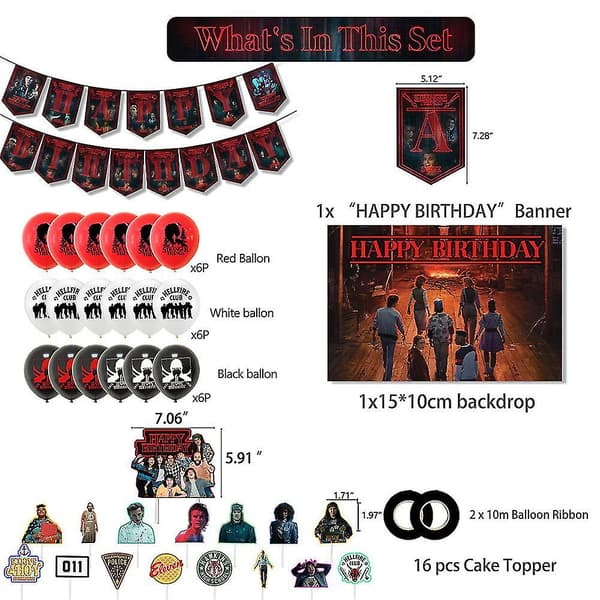 Hot Stranger Things Temafest Dekor Backdrop Ballonger Banner Kaketoppsett